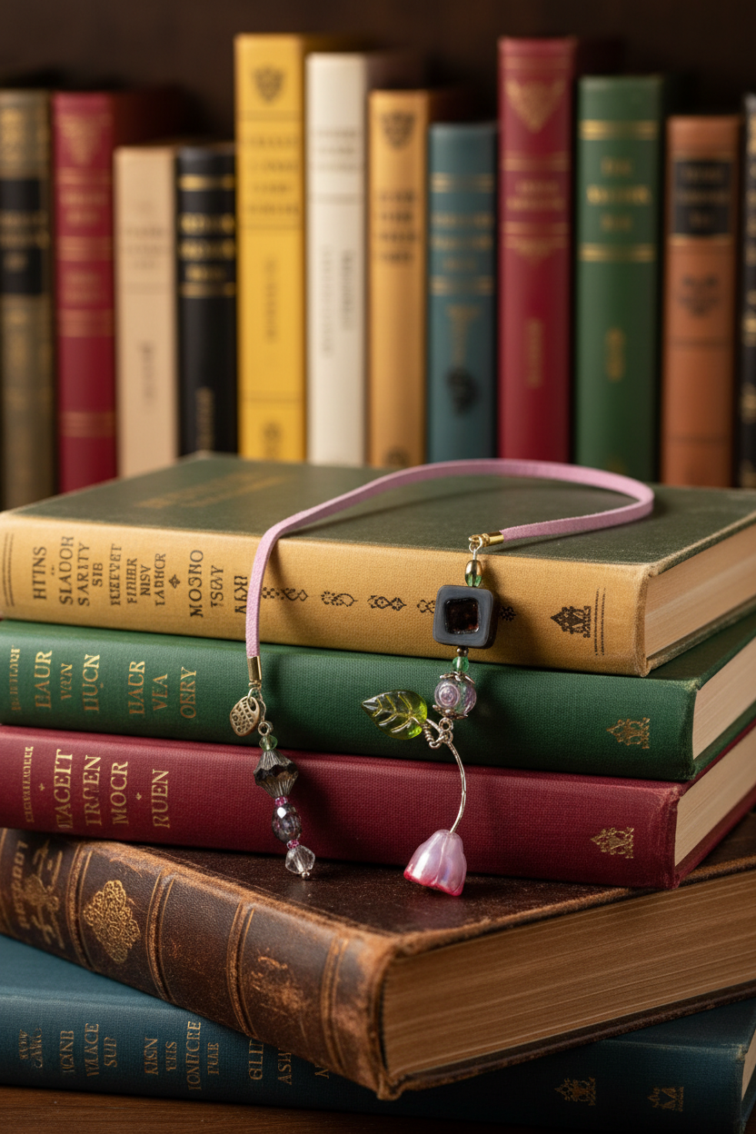 Pink Floral Bookmark Charm