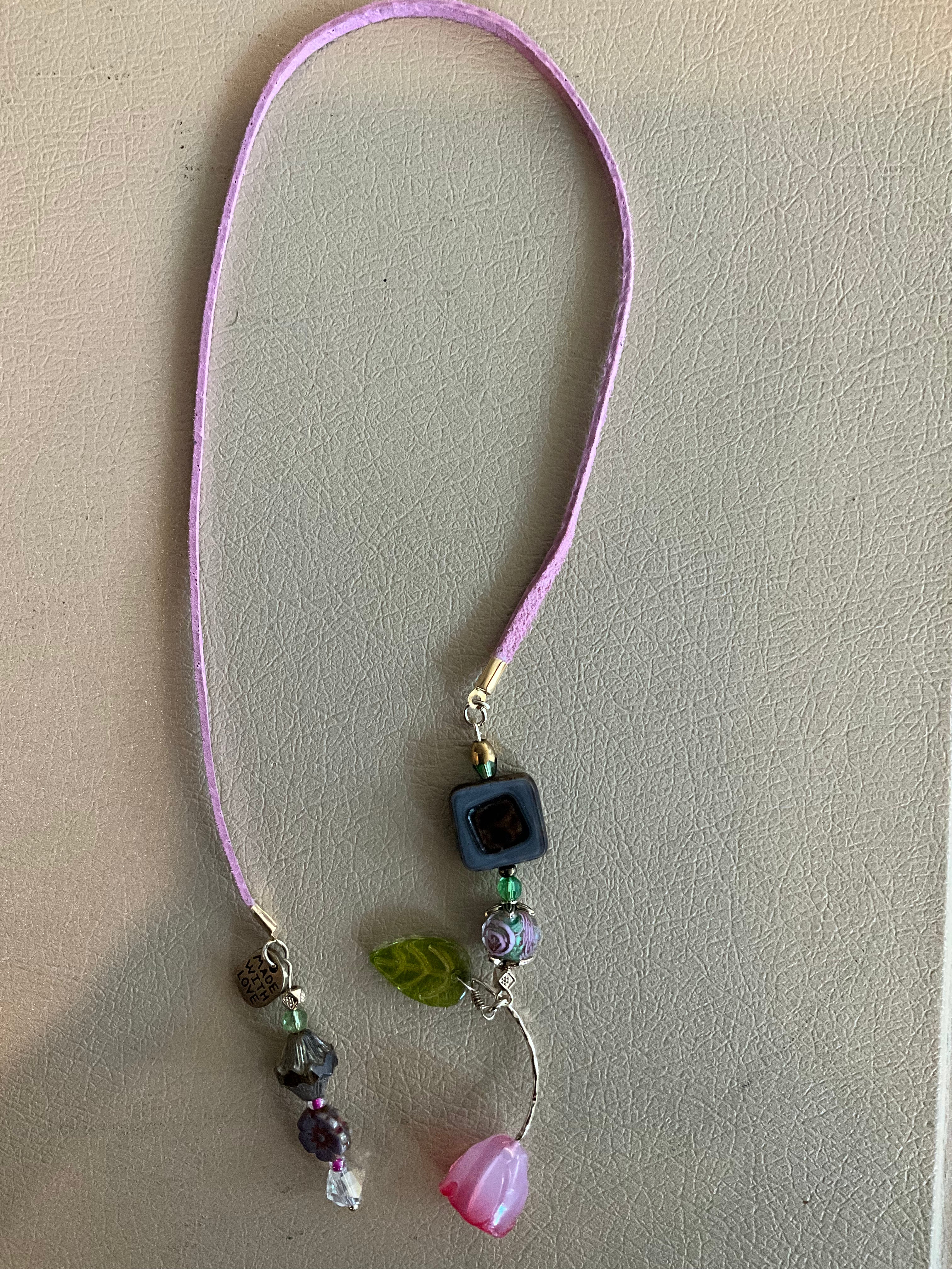 Pink Floral Bookmark Charm